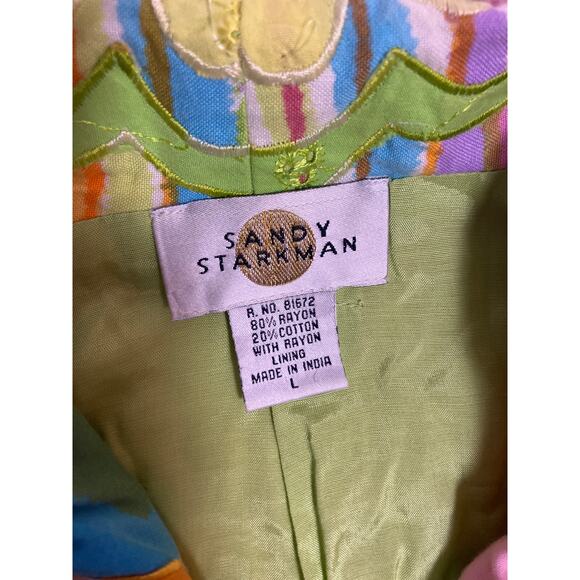 VTG Sandy Starkman Patchwork Floral Art Jacket Women’s L - Picture 2 of 6